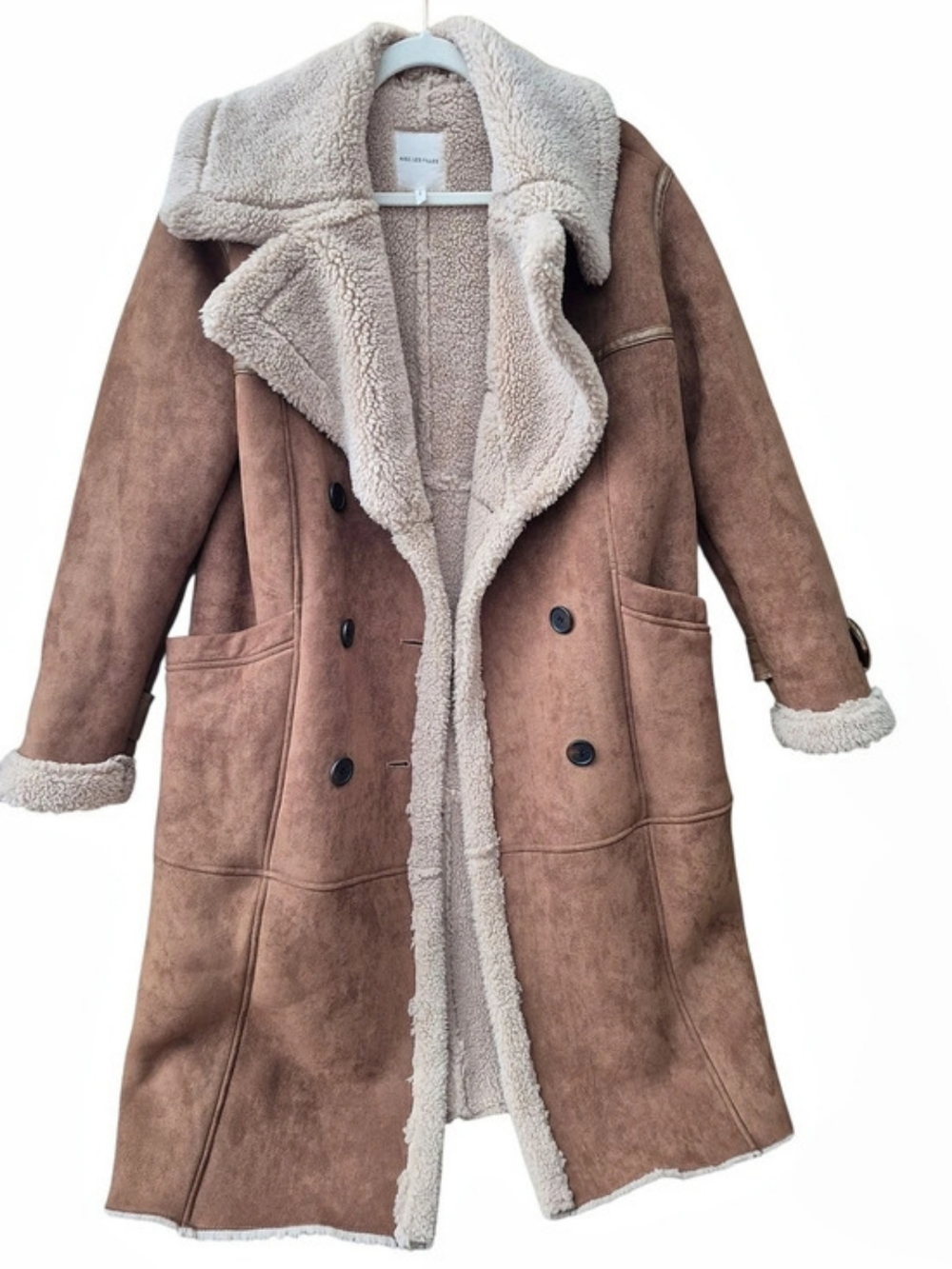 💕Avec Les Filles Faux Shearling Long Coat Brown & Cream💕